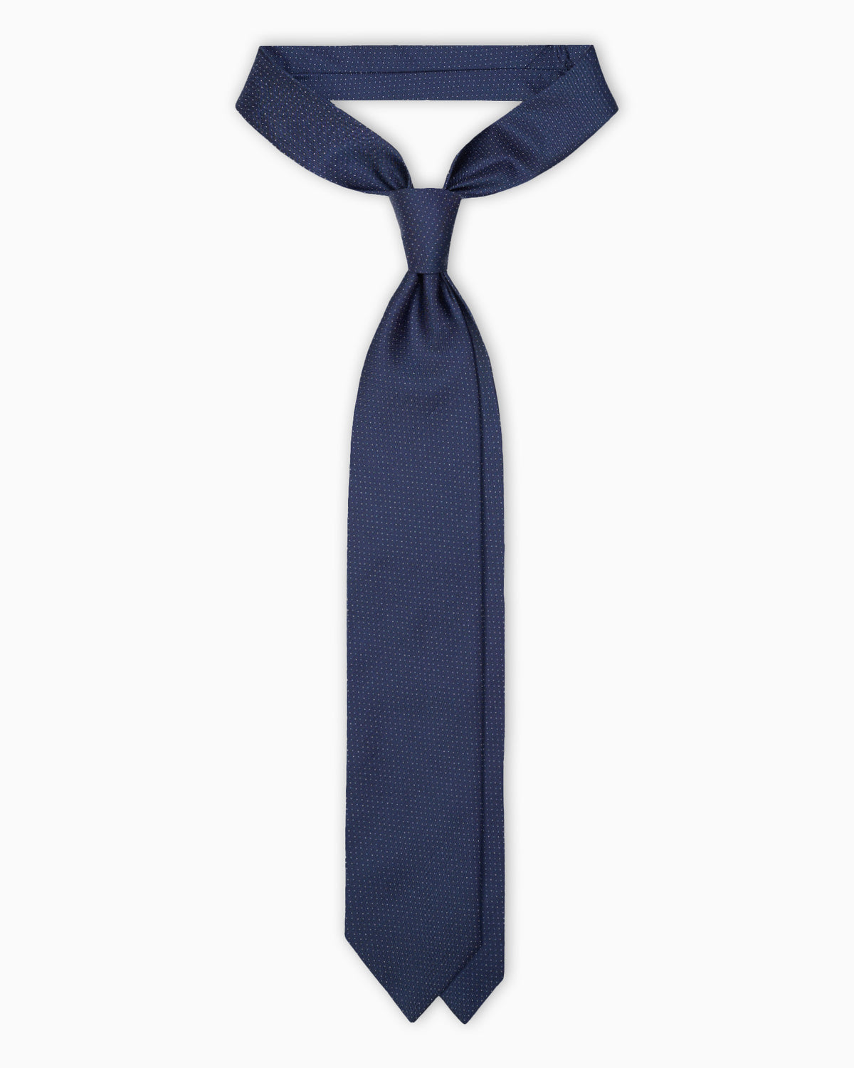 Micro Polka Dot Woven Silk Tie - Dark Blue