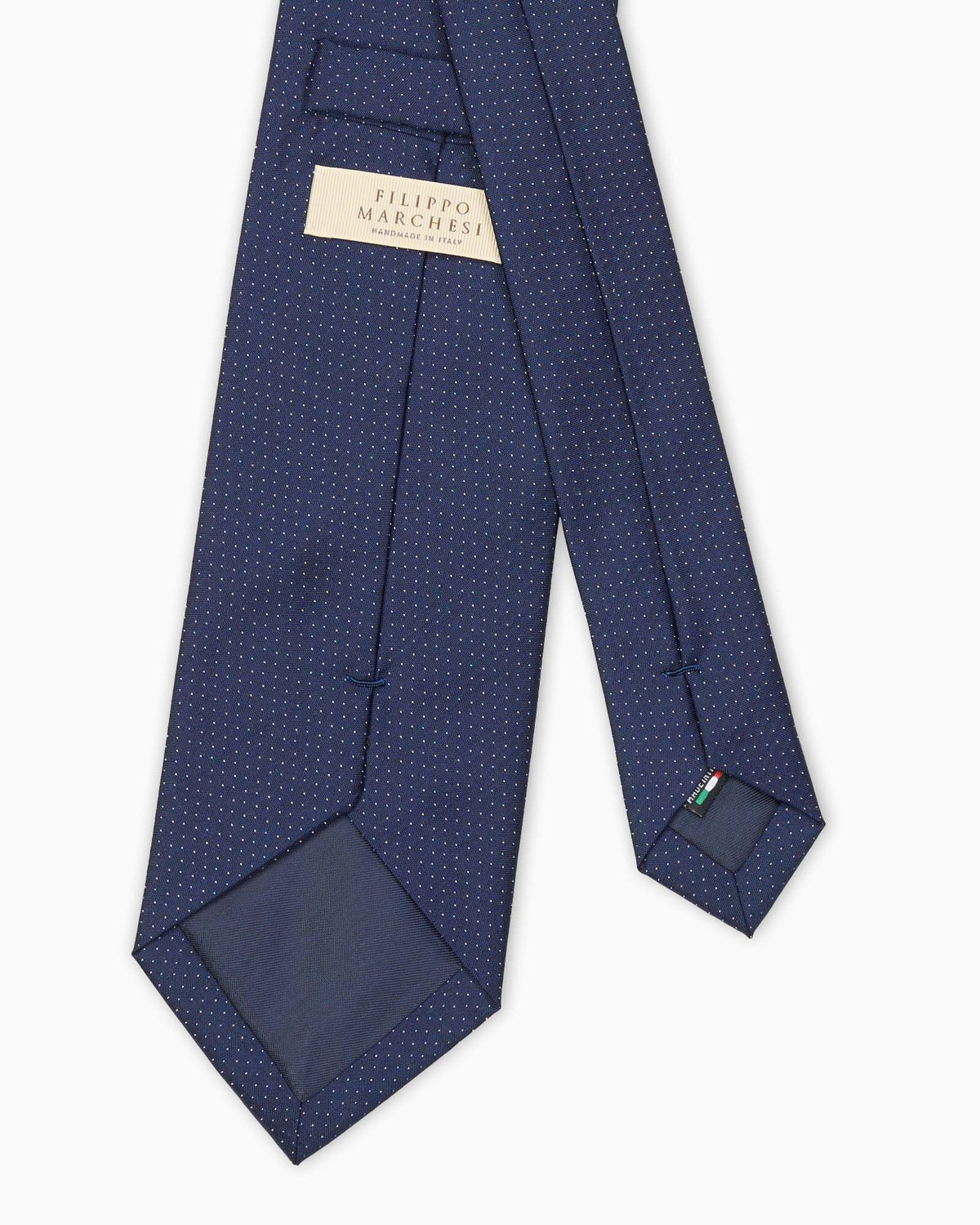 Micro Polka Dot Woven Silk Tie - Dark Blue