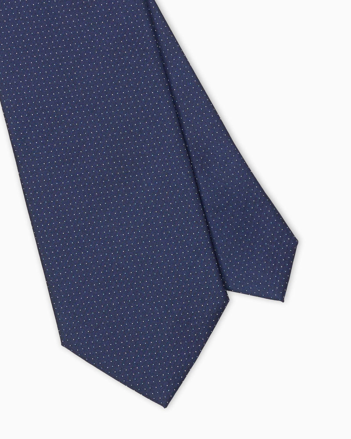 Micro Polka Dot Woven Silk Tie - Dark Blue