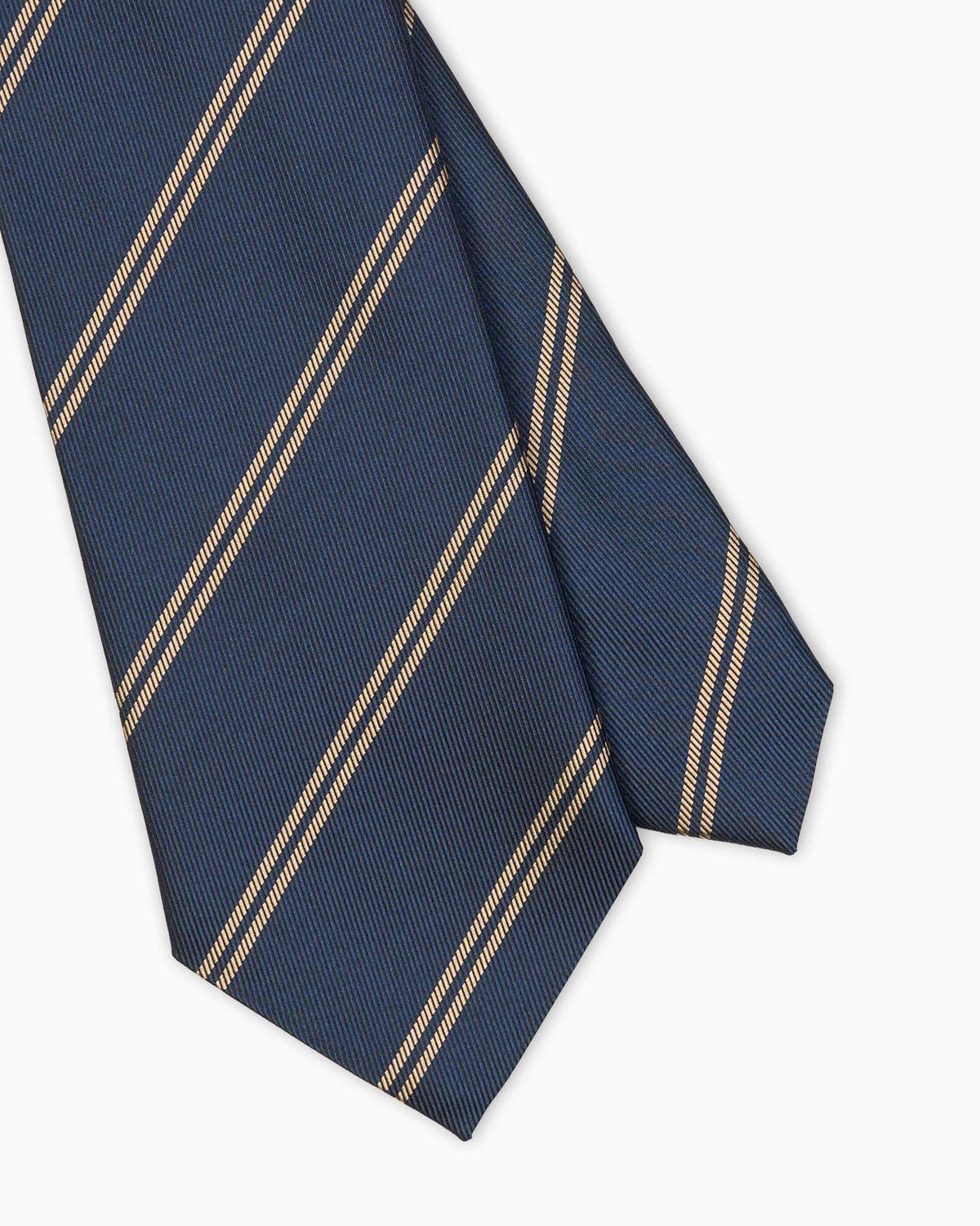 Cravatta in Seta Tessuta a Righe - Blu Beige