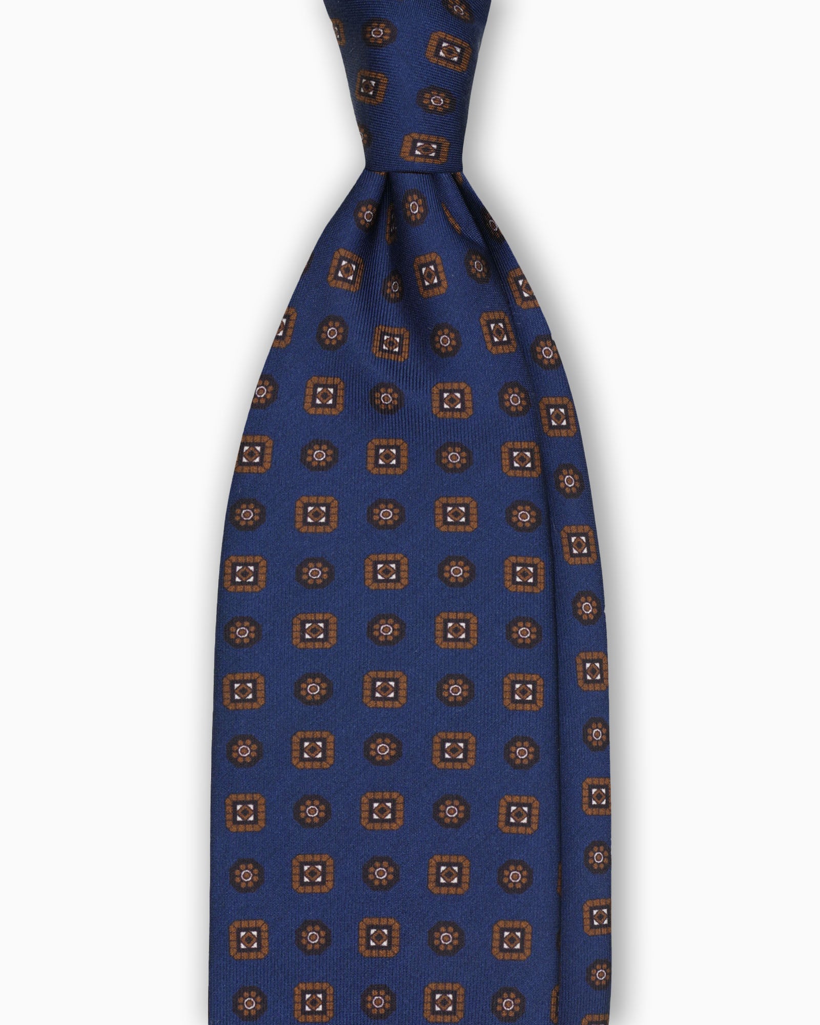 Cravatte in Seta Madder con Motivo Floreale - Blu/Marrone