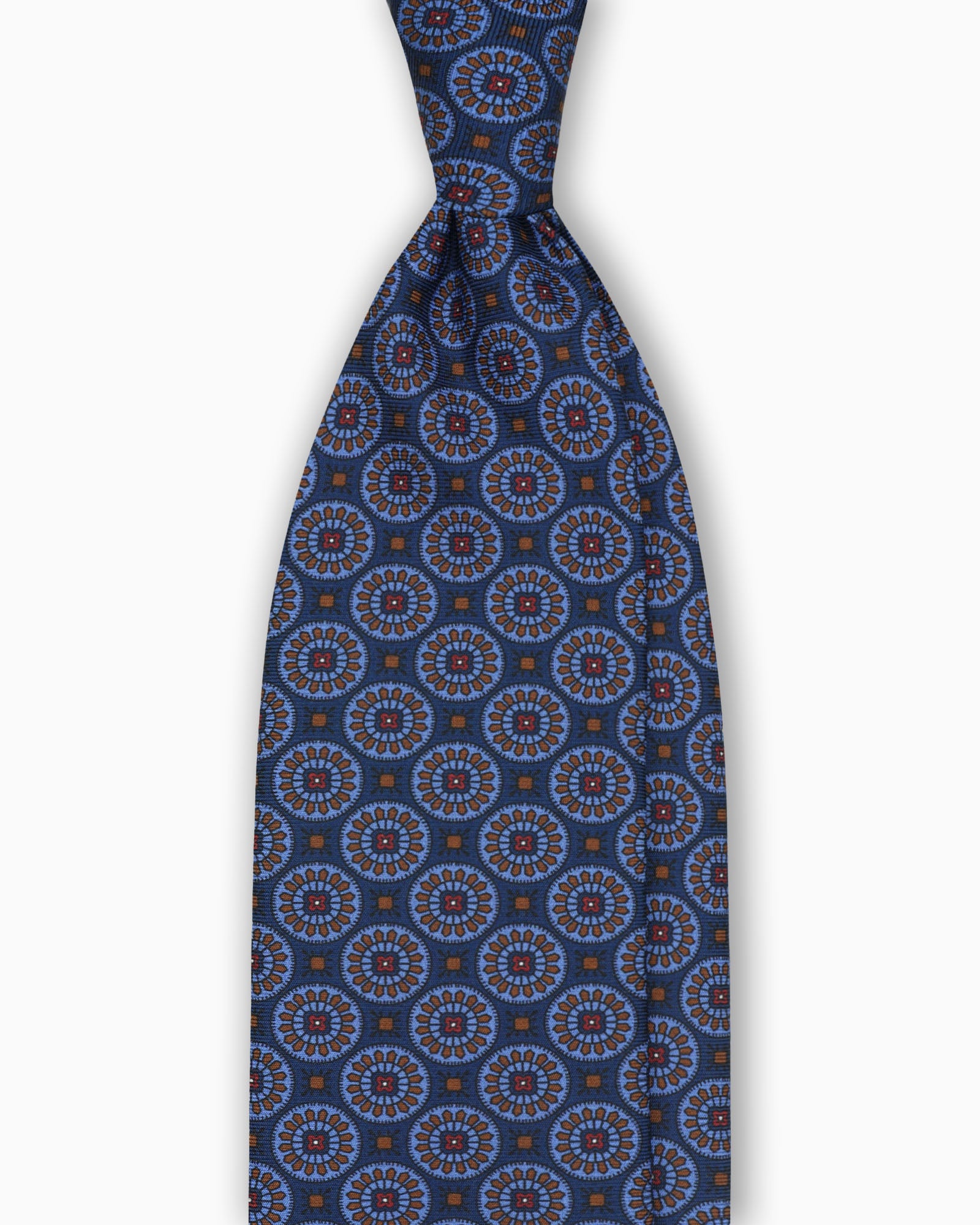 Cravatta in Seta Madder con Medaglioni - Blu di Persia