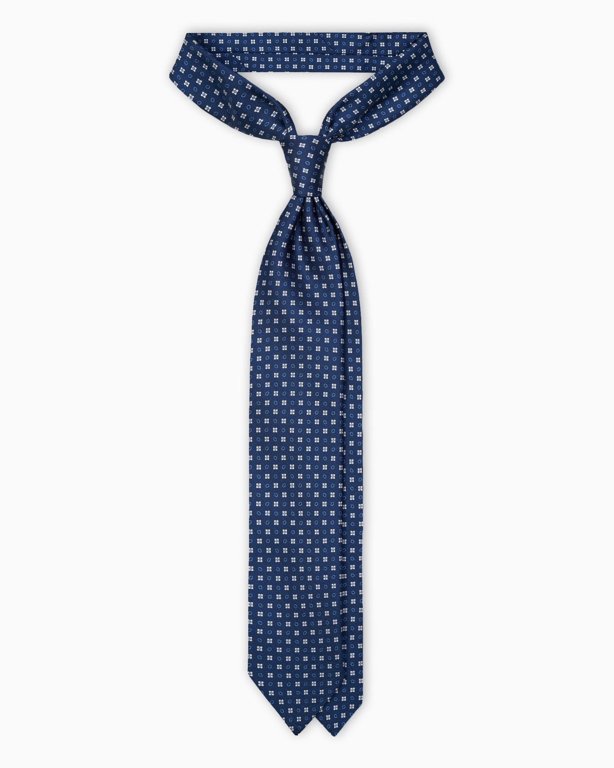 Micro Pattern Printed Silk Tie - Blue White