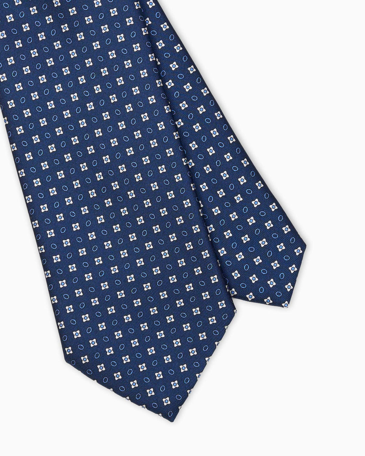 Micro Pattern Printed Silk Tie - Blue White
