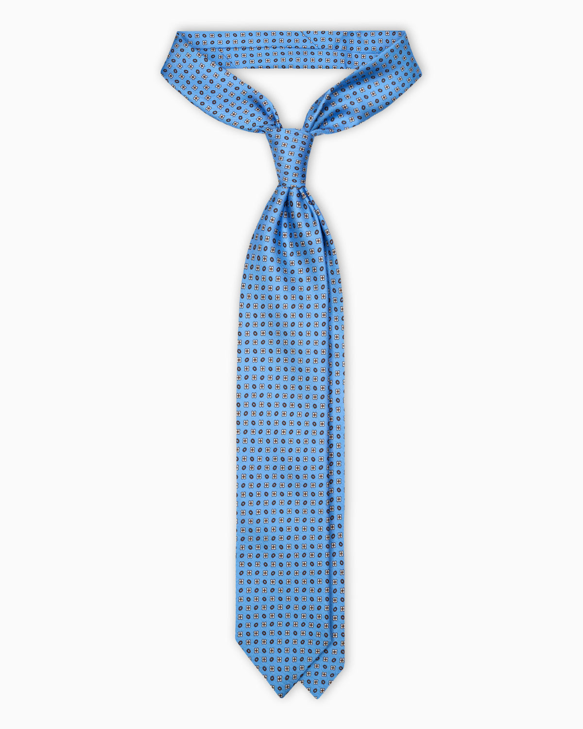 Micro Pattern Printed Silk Tie - Light Blue