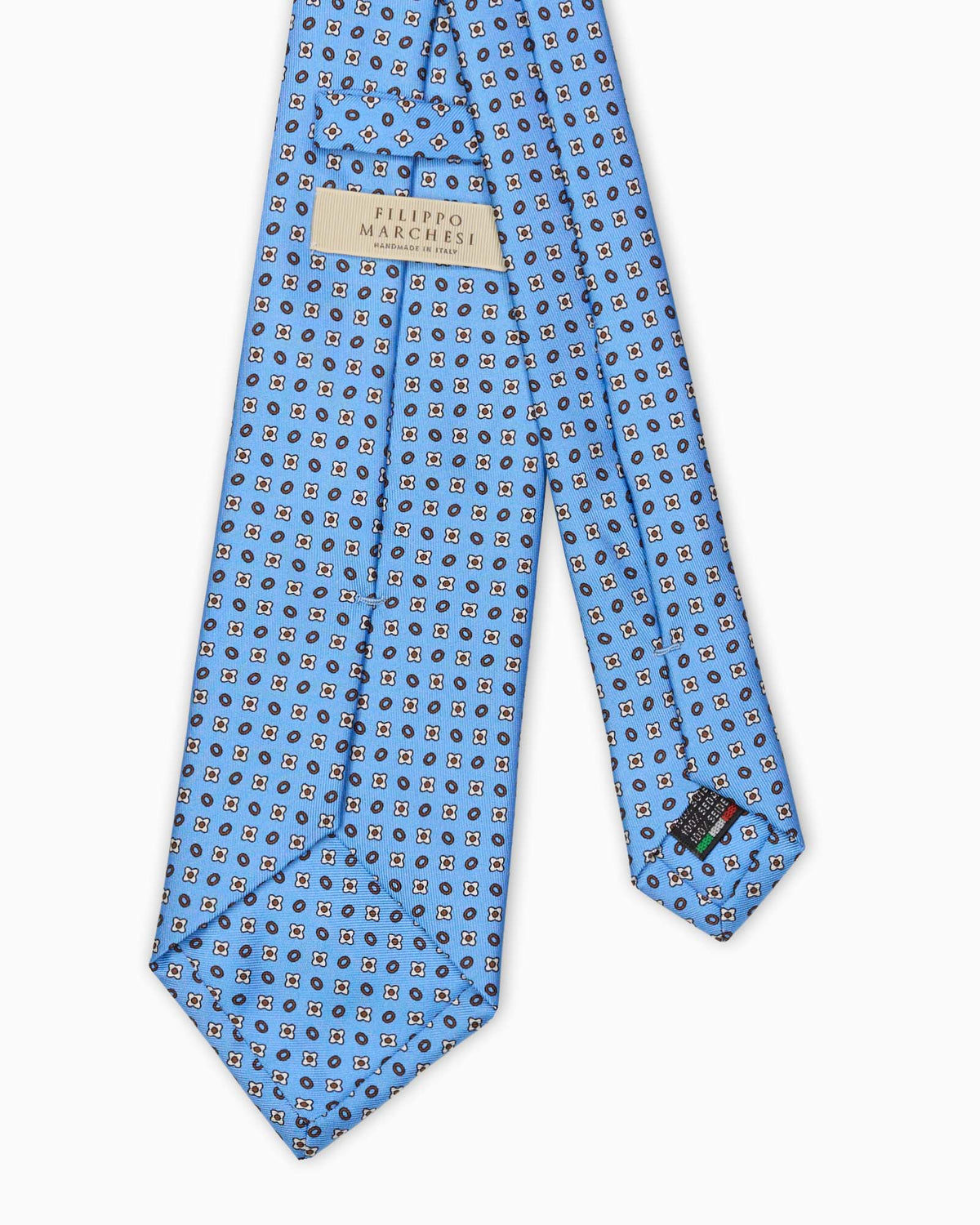 Micro Pattern Printed Silk Tie - Light Blue