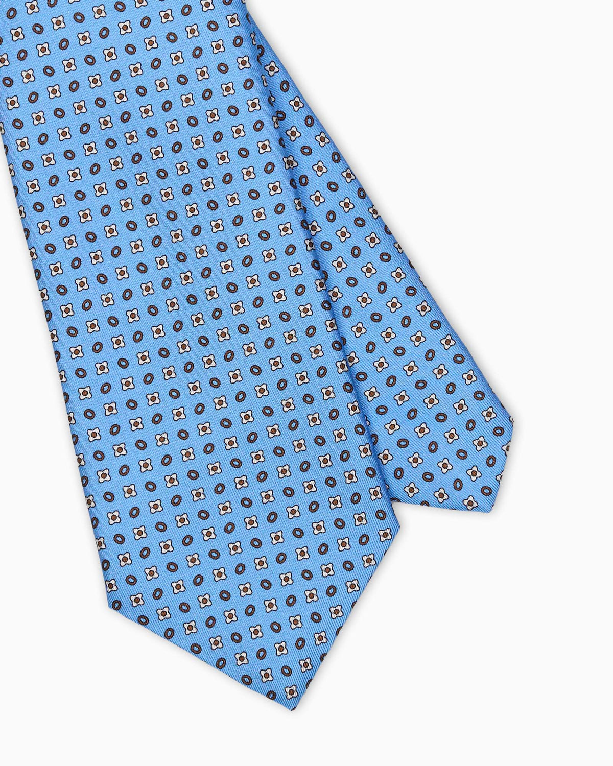 Micro Pattern Printed Silk Tie - Light Blue