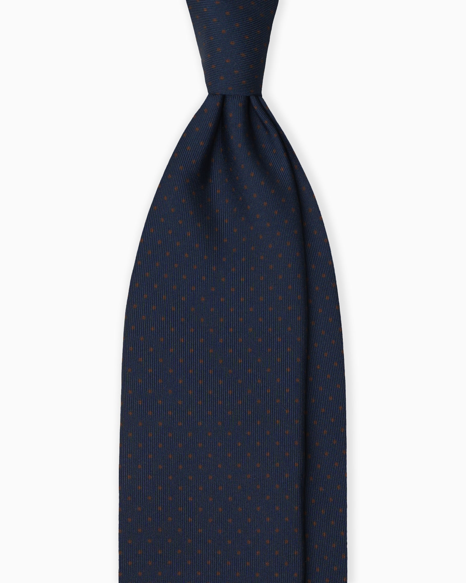 3 Fold Polka Dot Printed English Silk Tie - Blue Brown