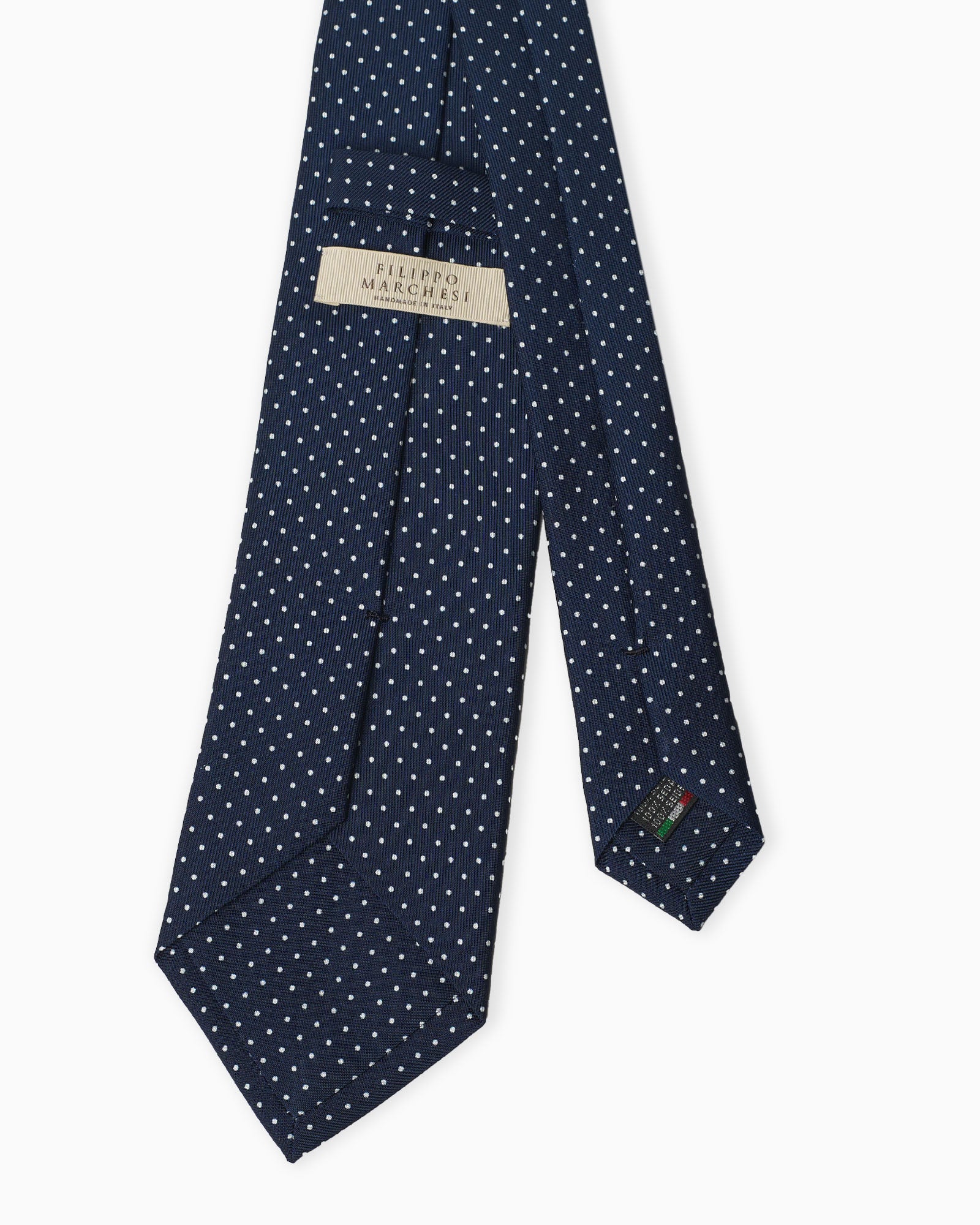 3-Fold Polka Dot Printed English Silk Tie - Blue