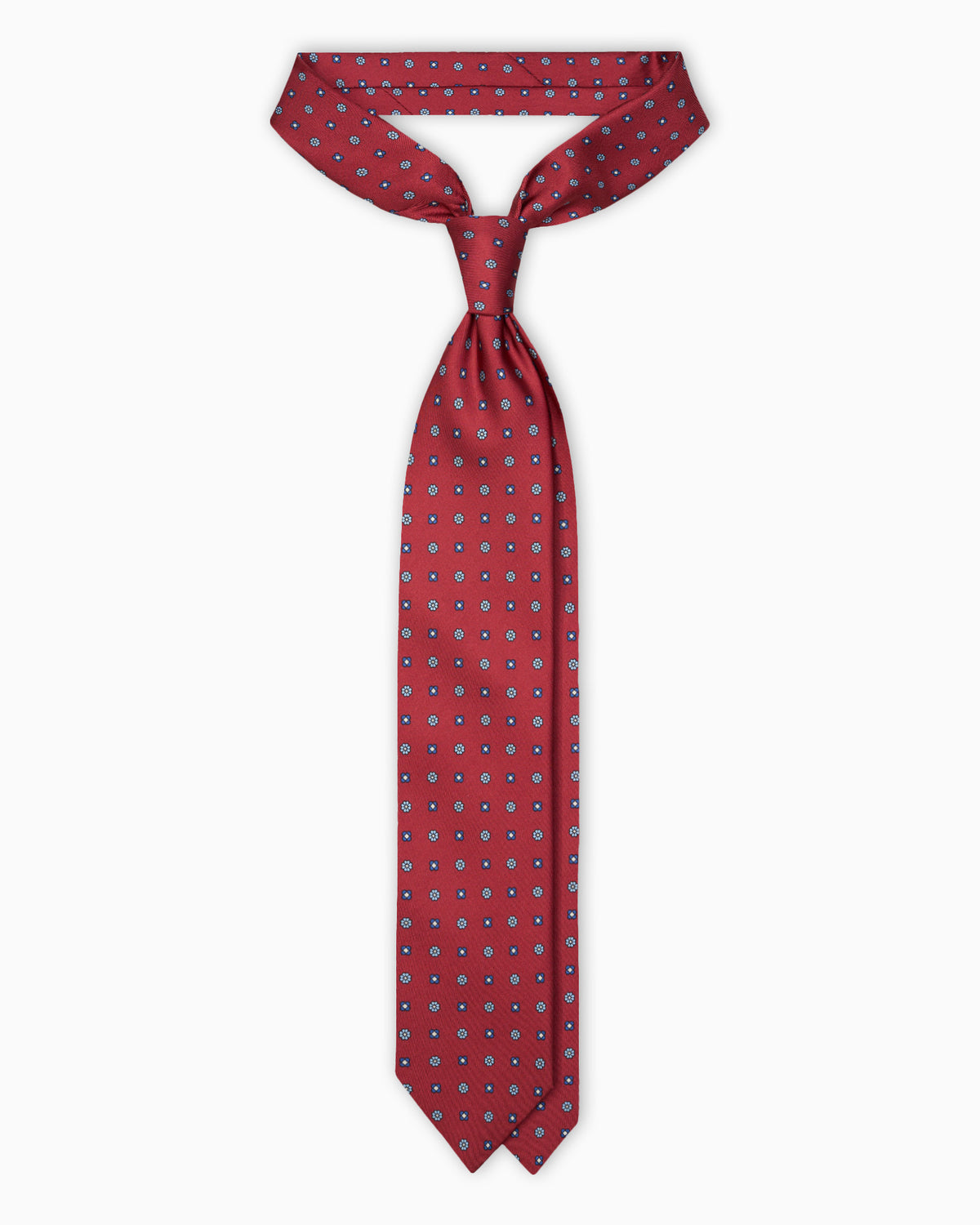 Floral Pattern Printed Silk Tie - Red