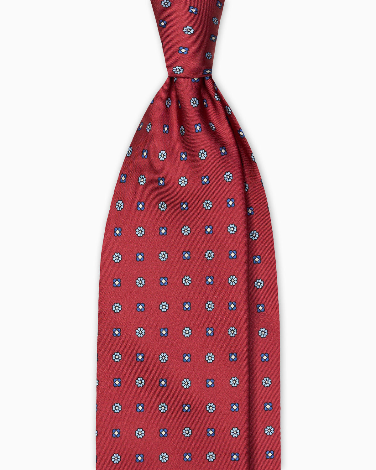 Floral Pattern Printed Silk Tie - Red