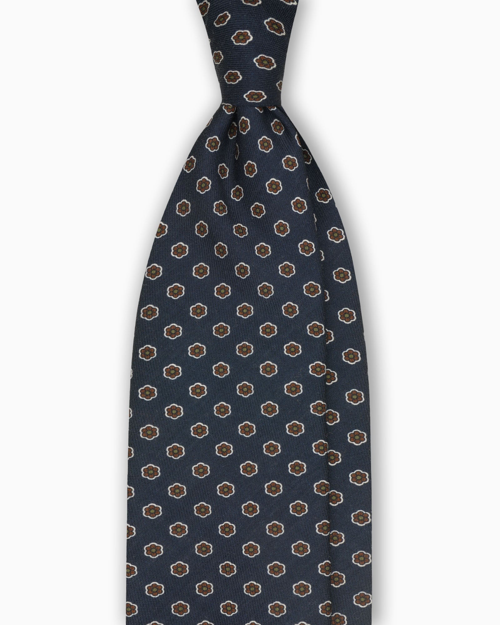 Cravatta in Lana con Motivo Floreale - Blu Notte