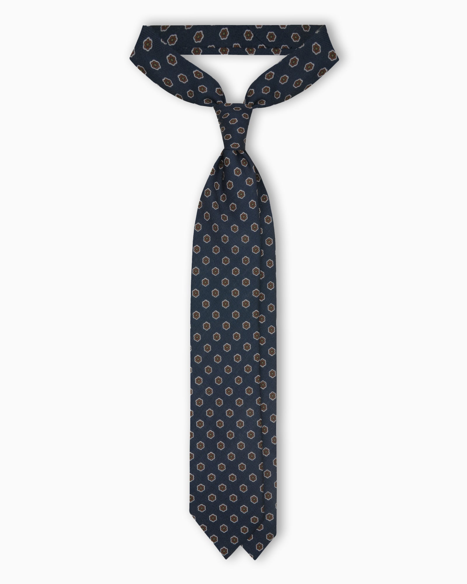 Cravatta in Lana con Motivo Floreale - Blu Notte
